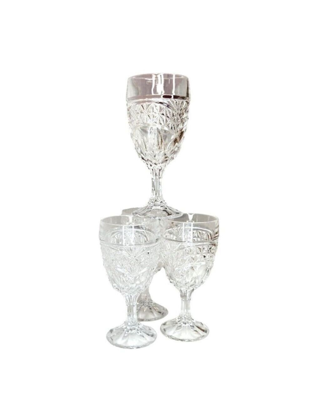 Vintage Set Of 4 Crystal d'Adriana LUNA 6 inch Water Goblets/Wine Glasses
